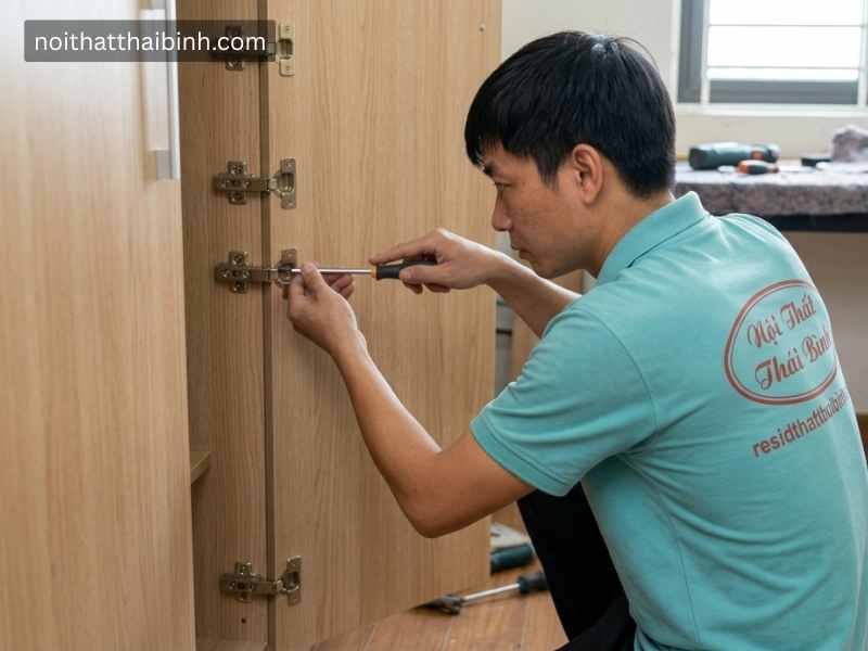 5 cách sửa bản lề tủ quần áo gỗ bị xệ tại nhà