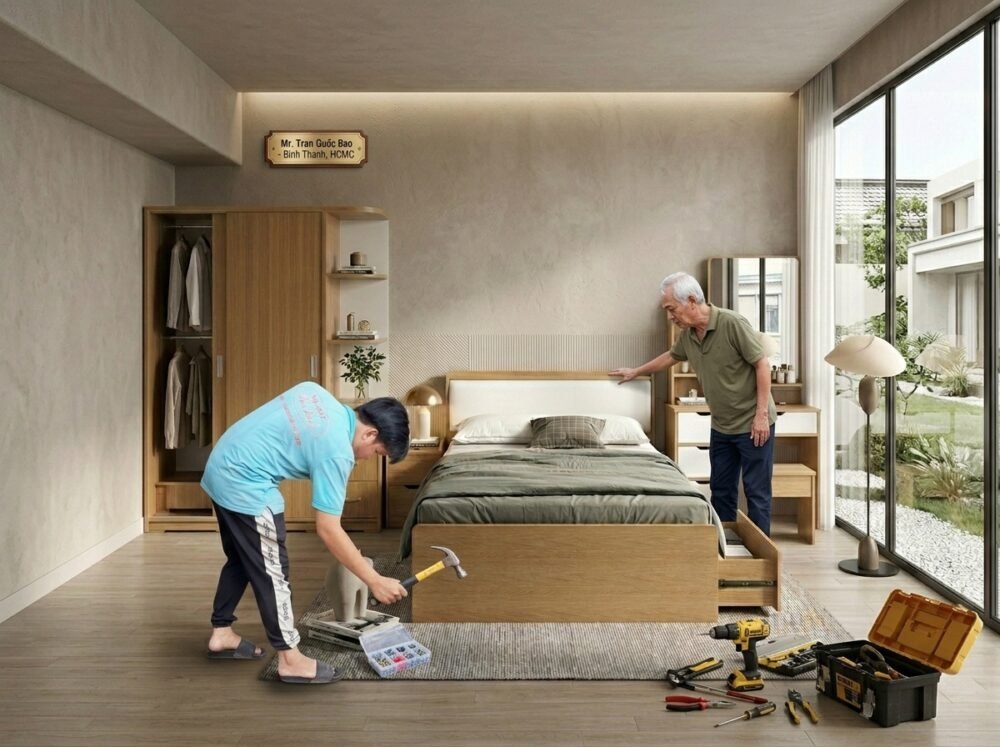 Combo phòng ngủ hiện đại MS 3446 - đóng tại xưởng Thái Bình TPHCM