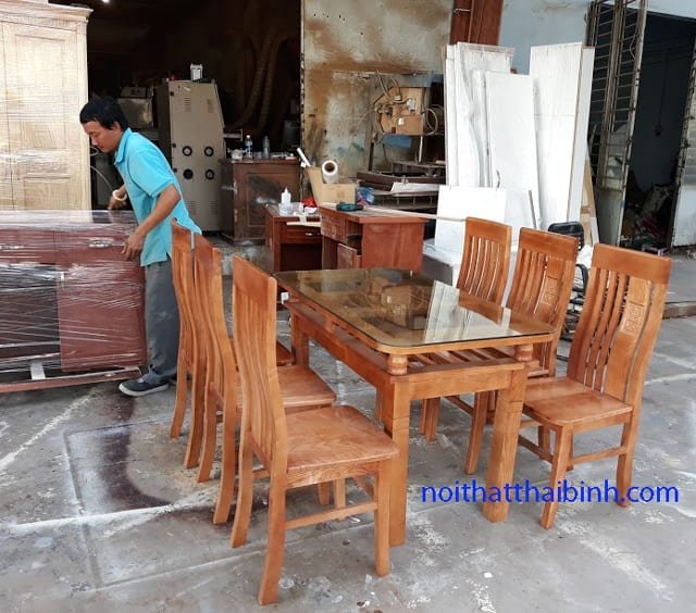 Bộ bàn ăn cơm gỗ 6 ghế Bộ bàn ăn cơm gỗ 6 ghế