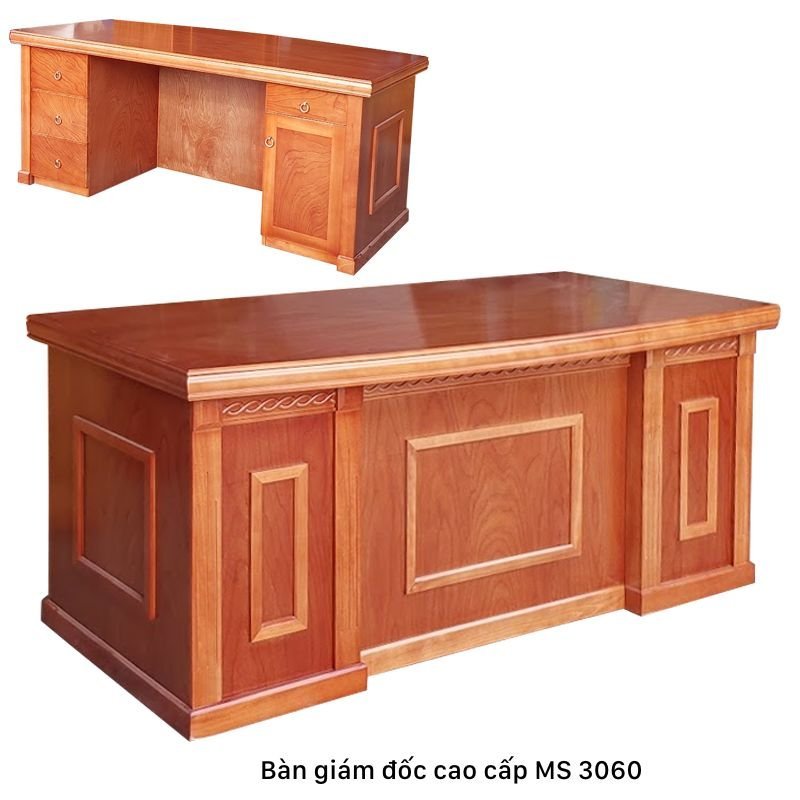 Bàn giám đốc cao cấp Bàn giám đốc cao cấp gỗ tự nhiên MS 3060 - đóng tại xưởng Thái Bình TPHCM