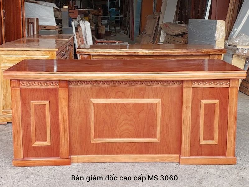 Bàn giám đốc cao cấp Bàn giám đốc cao cấp gỗ tự nhiên MS 3060 - kỹ thuật đóng mộng chắc chắn