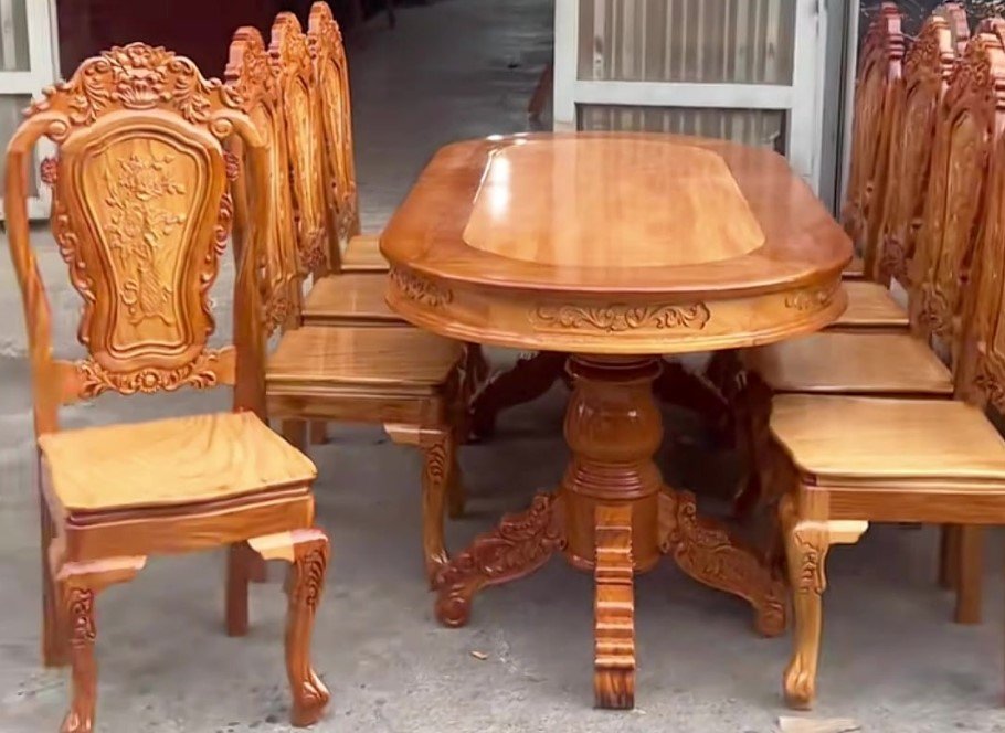 Bàn hột xoài 8 ghế gỗ căm xe gõ MS 3323