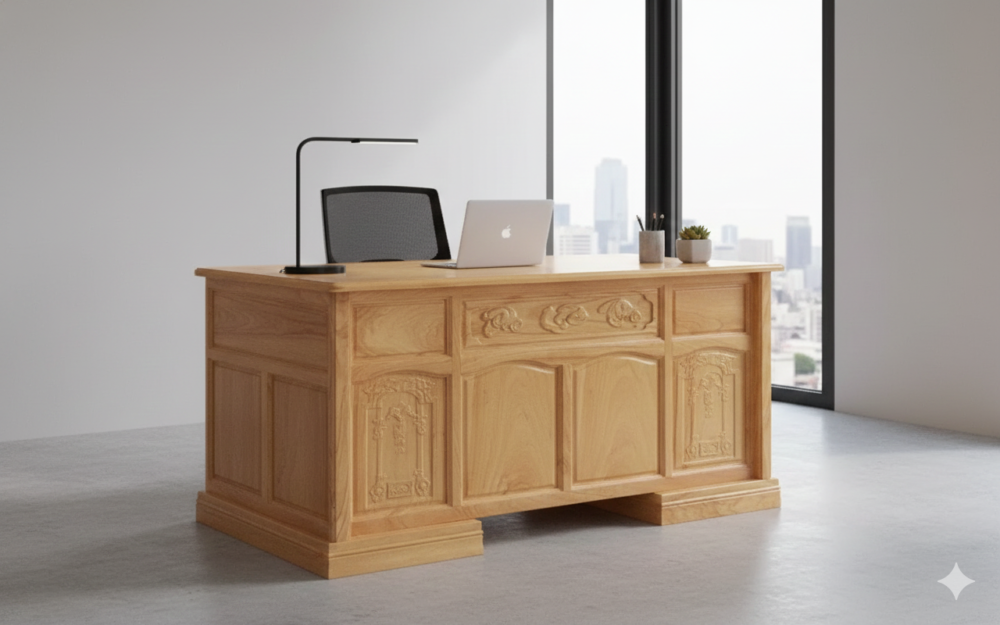 Bàn làm việc bằng gỗ gõ đỏ MS 2064 - bề mặt hoàn thiện
