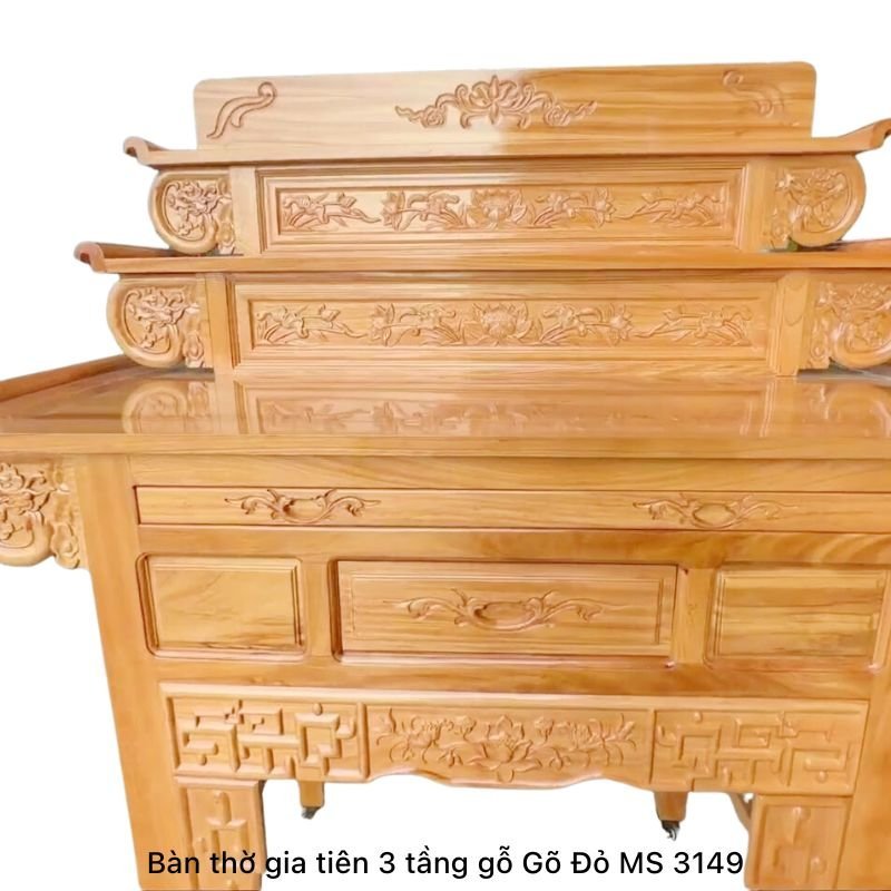 Bàn thờ 3 tầng gỗ gõ đỏ Bàn thờ 3 tầng gỗ gõ đỏ