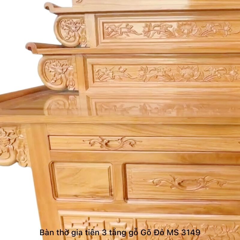 Bàn thờ 3 tầng gỗ gõ đỏ Bàn thờ 3 tầng gỗ gõ đỏ