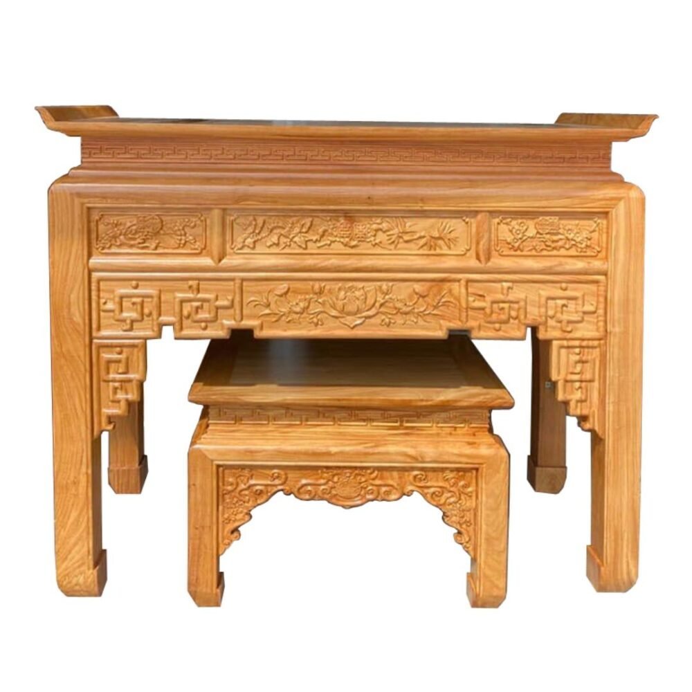 Nơi bán bàn thờ gia tiên đẹp gỗ gõ đỏ Bàn thờ gia tiên đẹp gỗ gõ đỏ MS 3073 - nhìn tổng thể