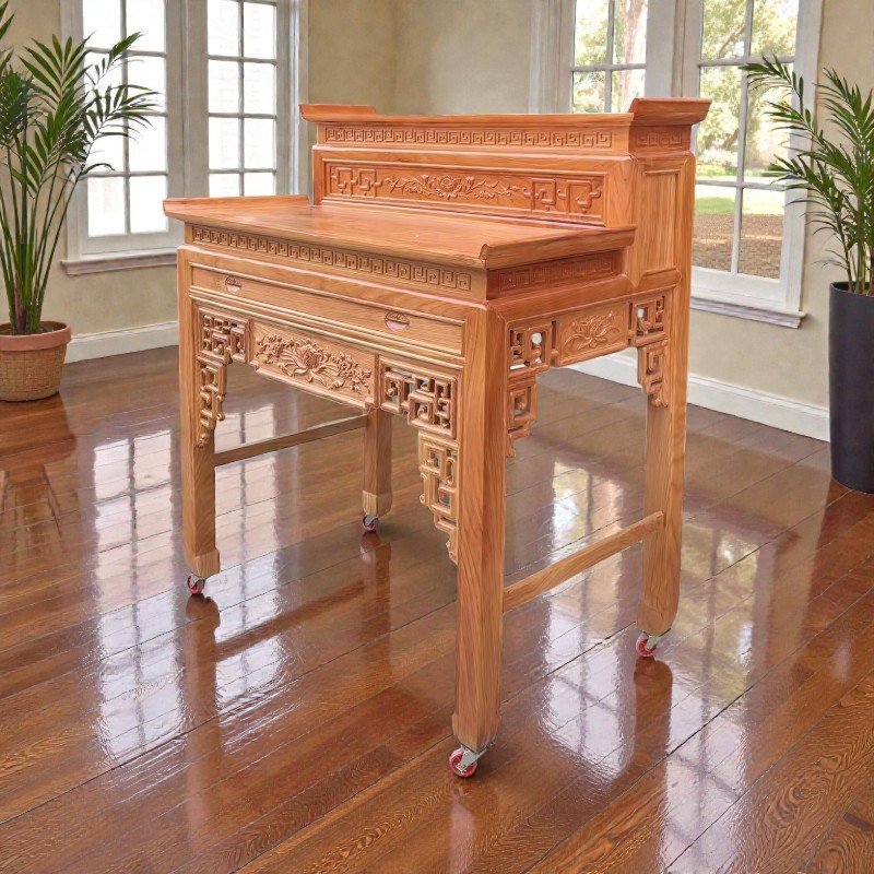 Bàn thờ nhị cấp gỗ gõ đỏ tự nhiên MS 3357 - kỹ thuật đóng mộng chắc chắn