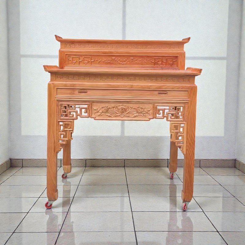 Bàn thờ nhị cấp gỗ gõ đỏ tự nhiên MS 3357