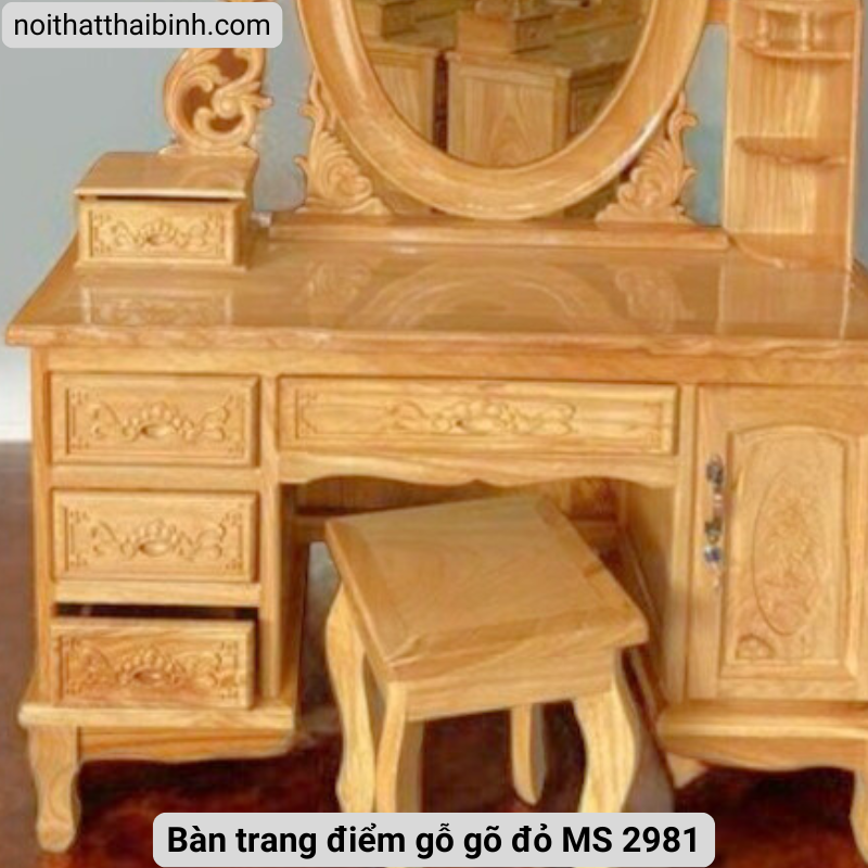 Bàn trang điểm bằng gỗ gõ đỏ tự nhiên MS 2981