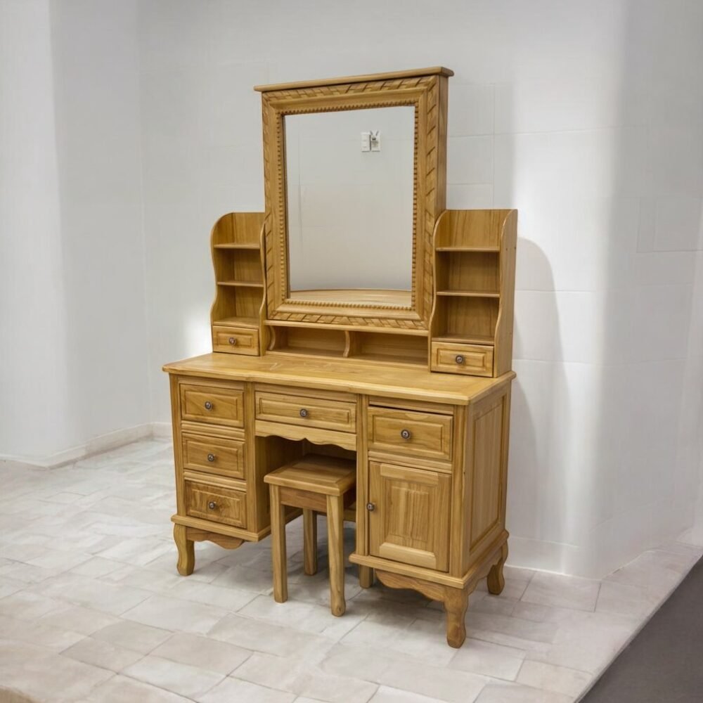 Bàn trang điểm gỗ gõ MS 3305 - kỹ thuật đóng mộng chắc chắn