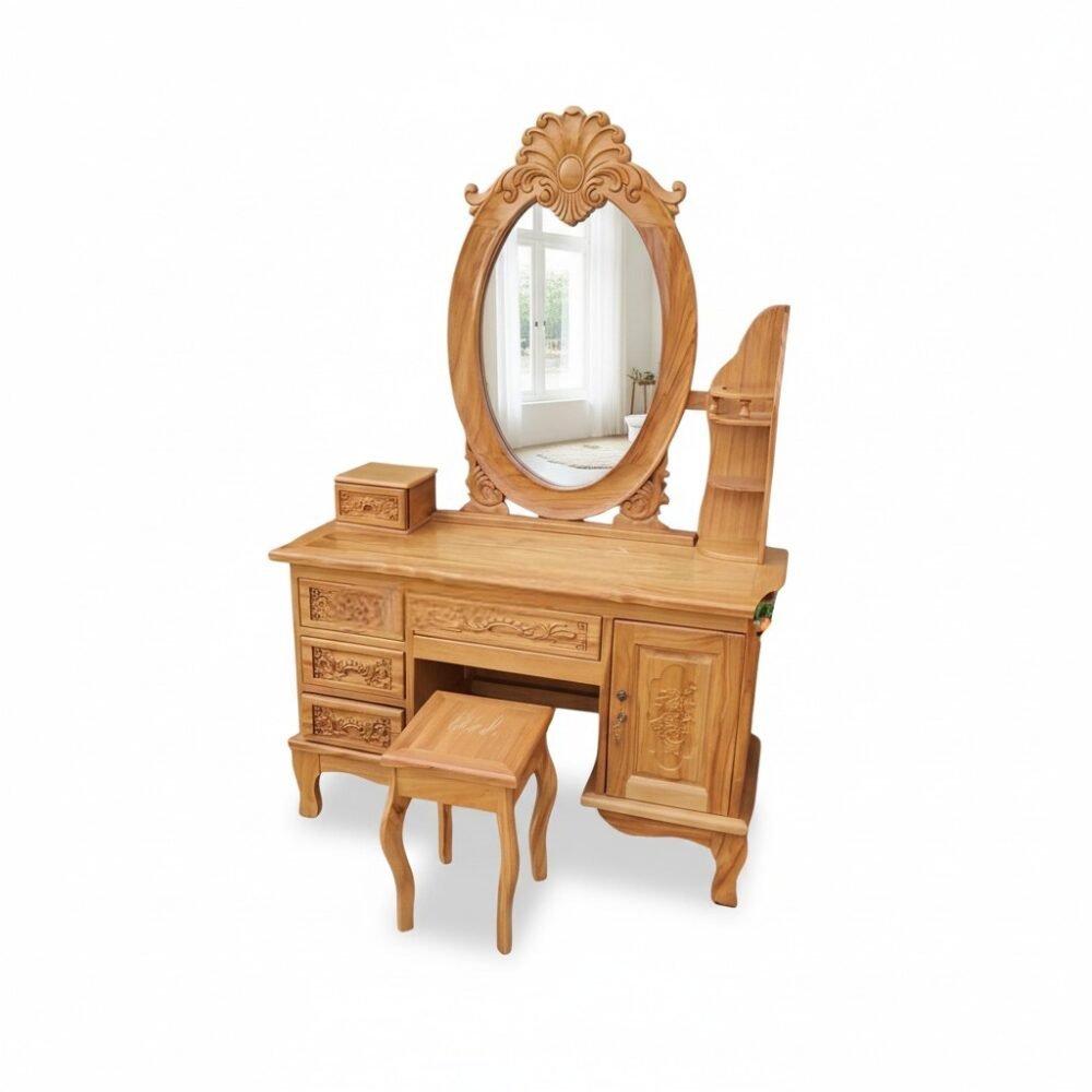 Bàn trang điểm gỗ gõ đỏ MS 3299 - chi tiết vân gỗ tự nhiên