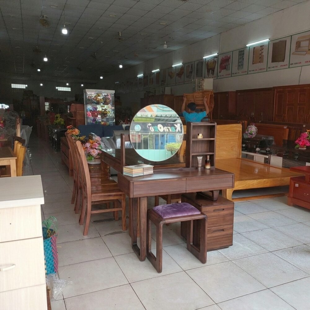 Combo phòng ngủ gỗ sồi sơn màu óc chó - bề mặt hoàn thiện