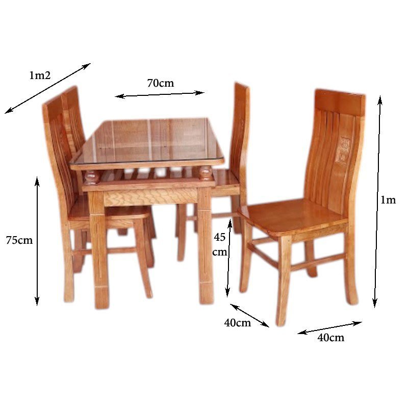 Bộ Bàn Ăn Gỗ Xoan Đào 4 Ghế