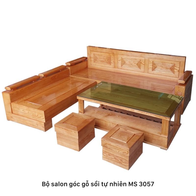 Bộ salon góc gỗ sồi tự nhiên