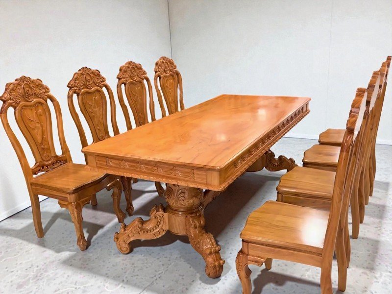 Bộ bàn ăn 8 ghế gỗ gõ đỏ