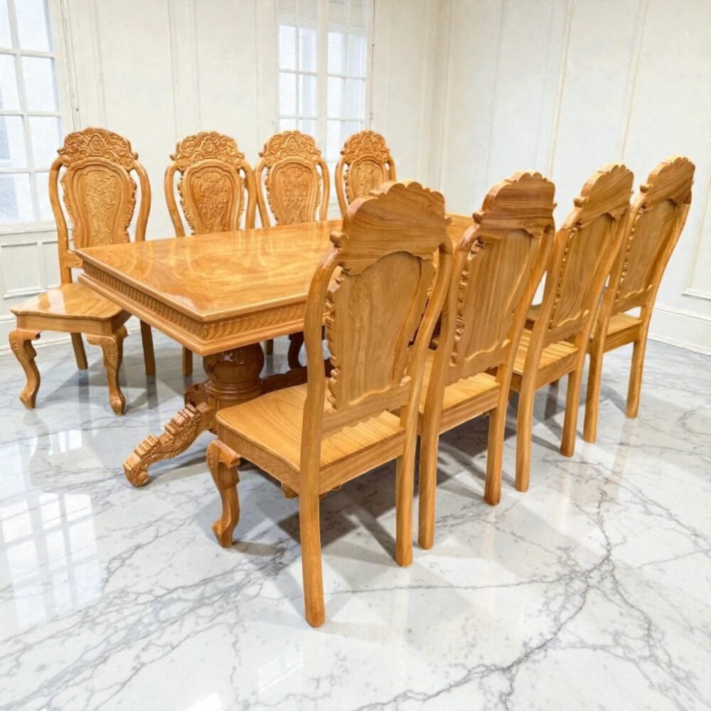 Bộ bàn ăn 8 ghế gỗ gõ đỏ MS 3335