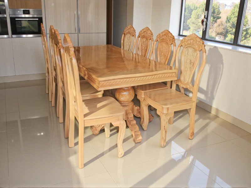 Bộ bàn ăn 8 ghế gỗ gõ đỏ