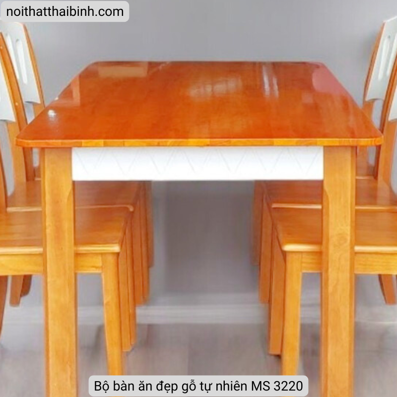 Bàn ăn gỗ 90x160cm kèm 6 ghế thiết kế hiện đại Bộ bàn ăn đẹp MS 3220 - nhìn tổng thể