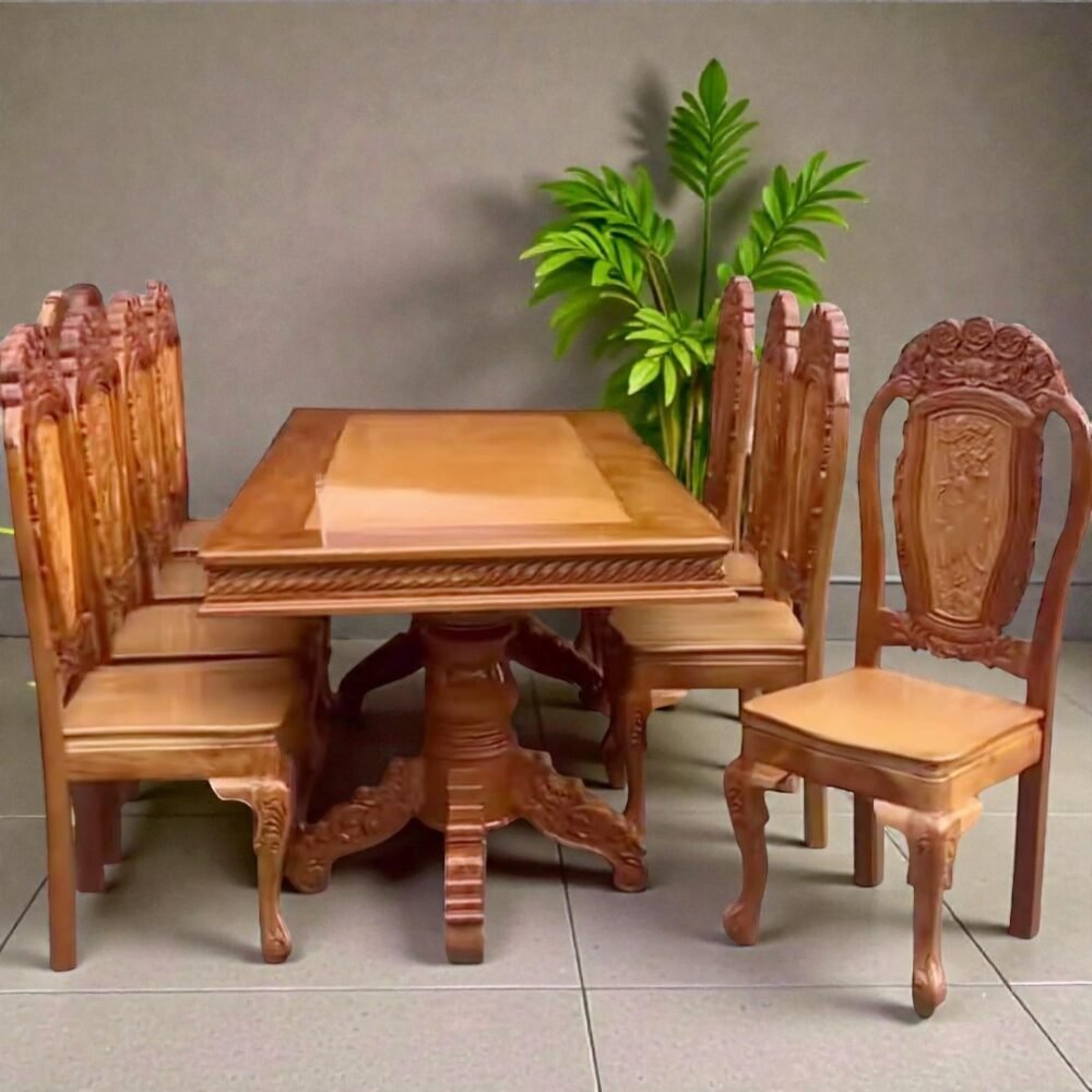 Bộ bàn ăn gỗ căm xe 8 ghế MS 3322