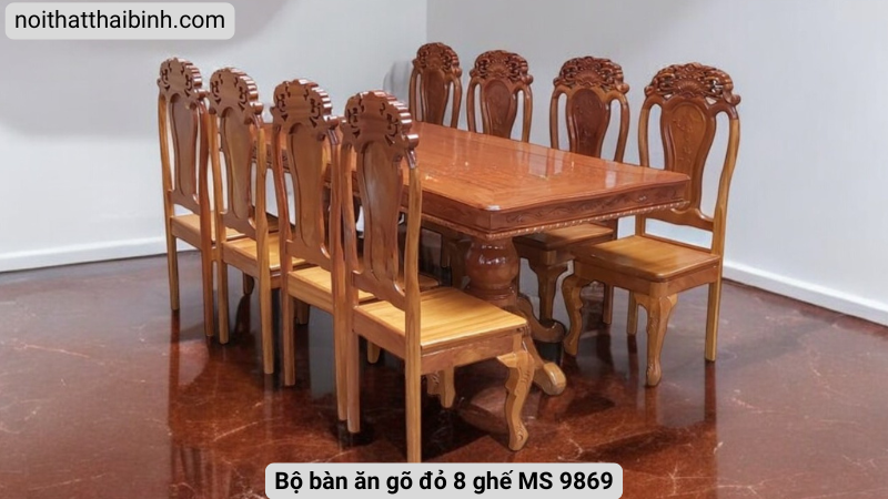 Bộ bàn ăn gõ đỏ 8 ghế Bộ bàn ăn gõ đỏ 8 ghế