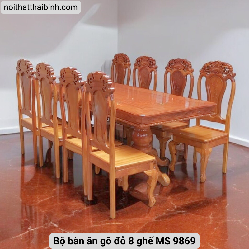 Bộ bàn ăn gõ đỏ 8 ghế Bộ bàn ăn gõ đỏ 8 ghế