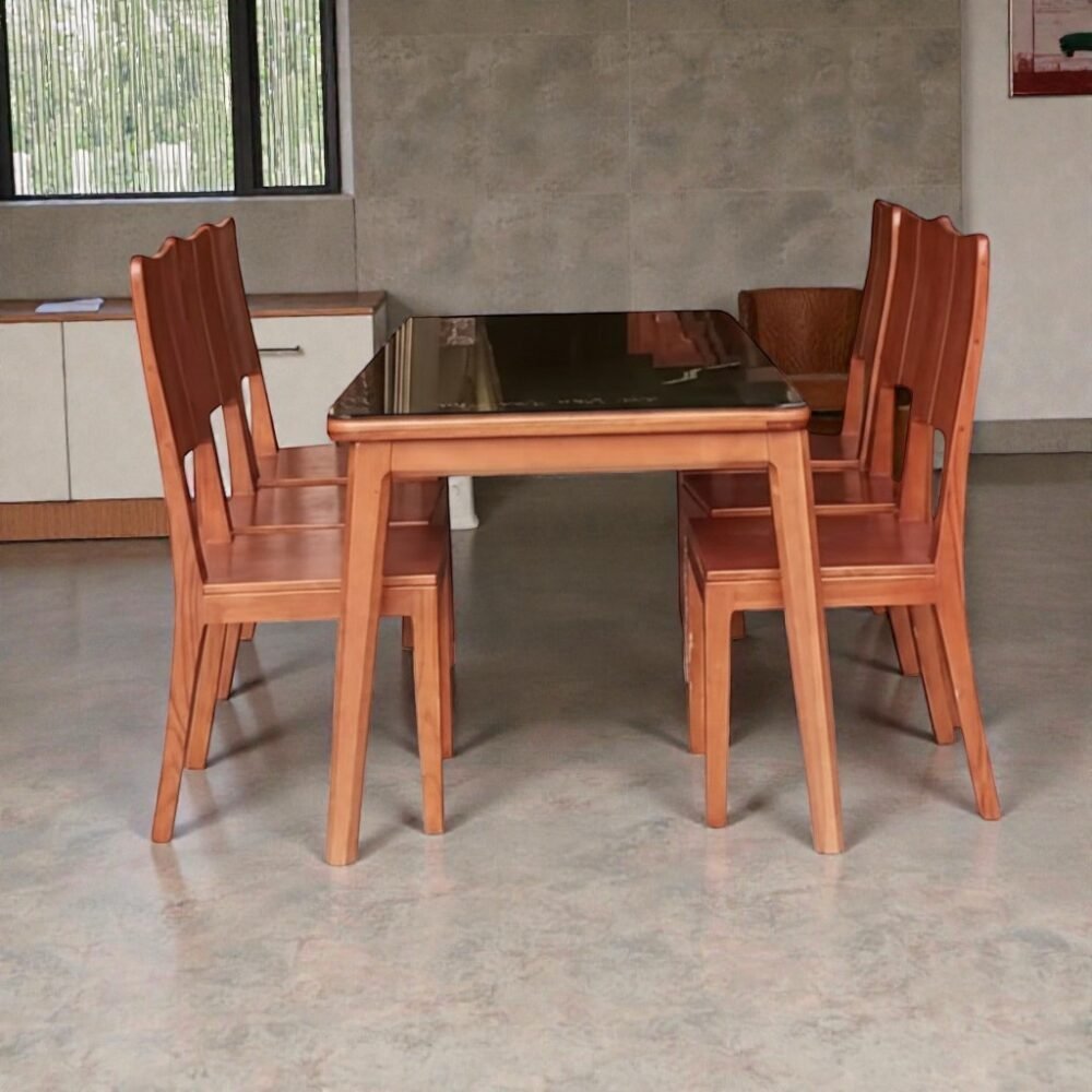 Bộ bàn ăn gỗ sồi 6 ghế MS 2085 - chi tiết vân gỗ tự nhiên