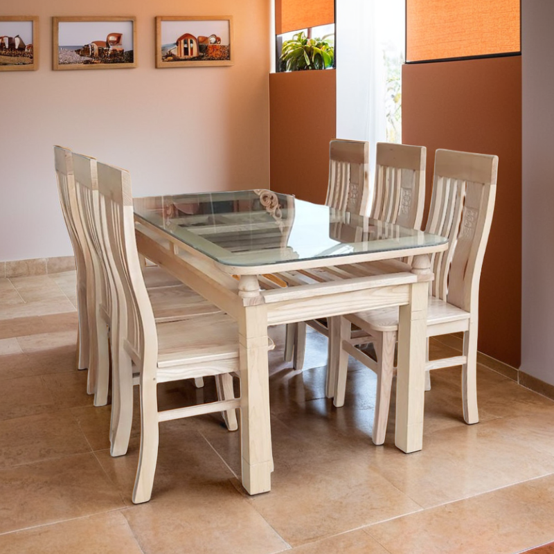 Bộ bàn ăn gỗ sồi tự nhiên