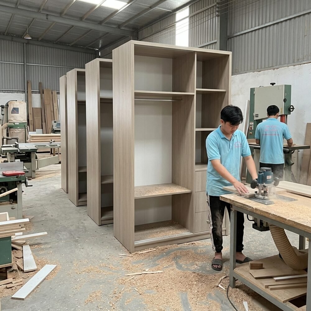 Bộ giường tủ phòng ngủ hiện đại MS 3443 - chi tiết vân gỗ tự nhiên