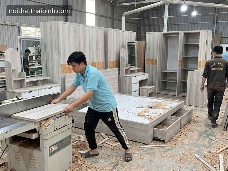 Bộ phòng ngủ đẹp giá rẻ tại xưởng mộc nội thất Thái Bình