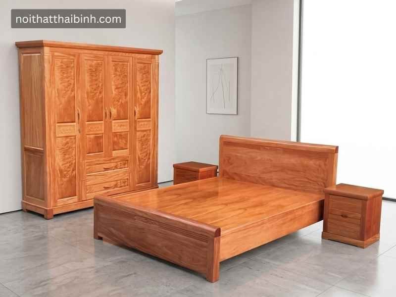 Bộ phòng ngủ gỗ tự nhiên vân Đinh Hương