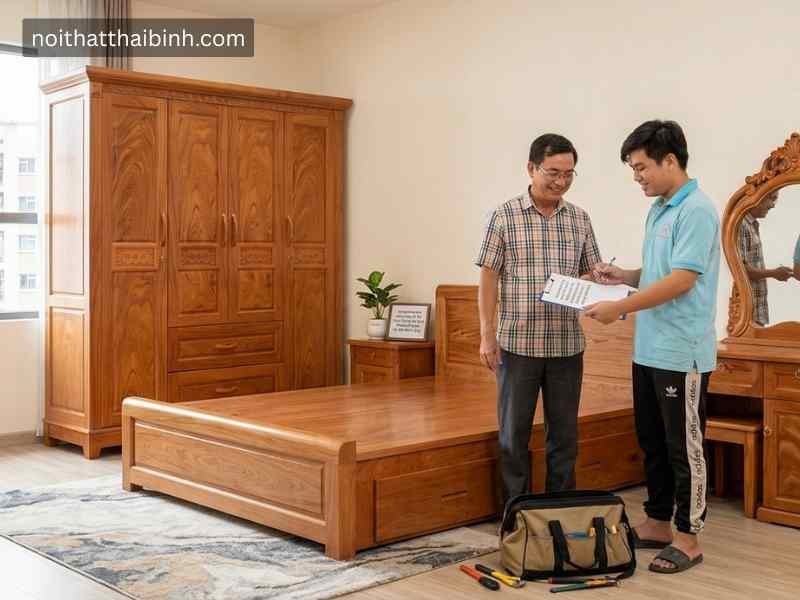 Bộ phòng ngủ gỗ tự nhiên vân hương đá (1)
