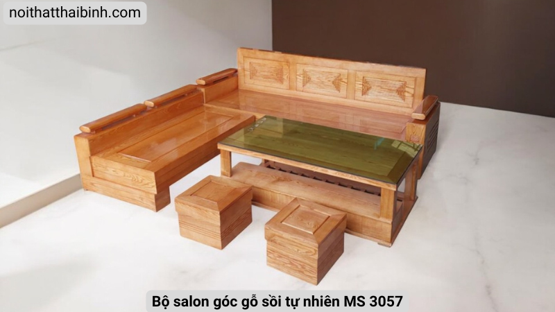 Bộ salon góc gỗ sồi tự nhiên