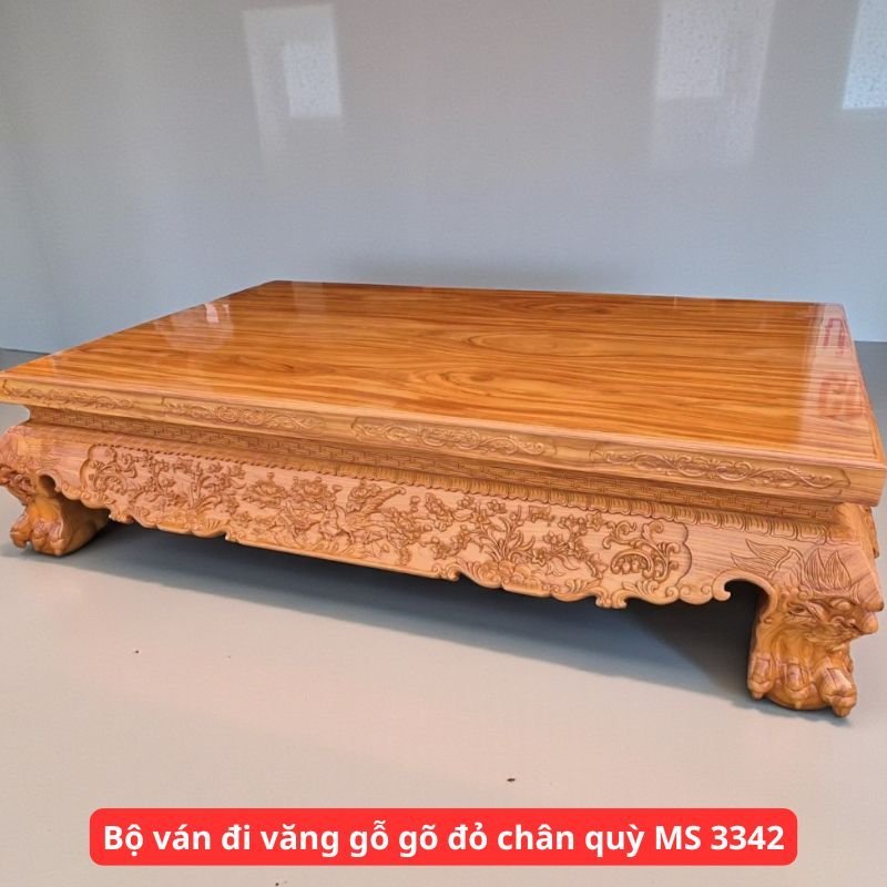 Bộ ván đi văng gỗ gõ đỏ chân quỳ cao cấp MS 3342