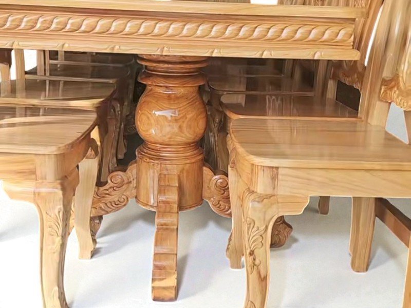 Bộ bàn ăn 8 ghế gỗ gõ đỏ MS 3308 - nhìn tổng thể