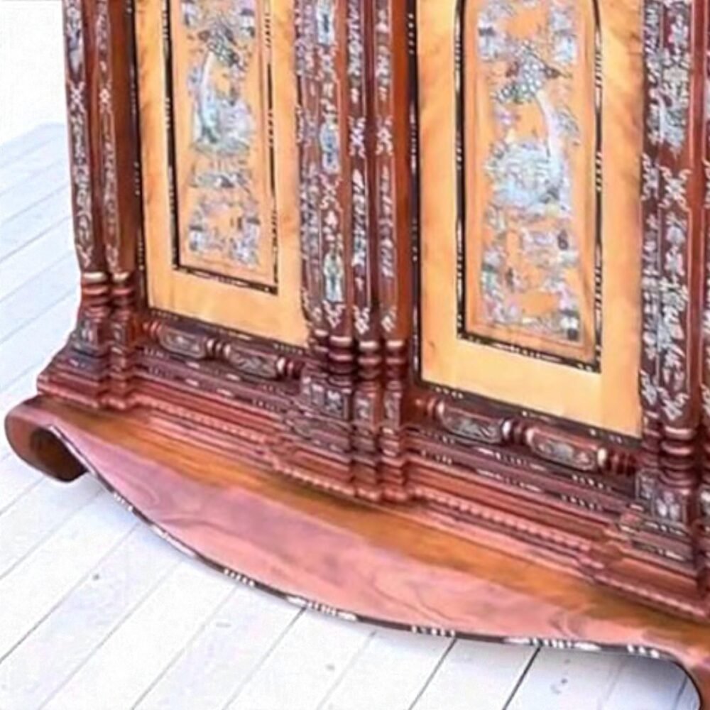 Tủ thờ gỗ căm xe gõ đỏ 15 trụ MS 3331 - nhìn tổng thể