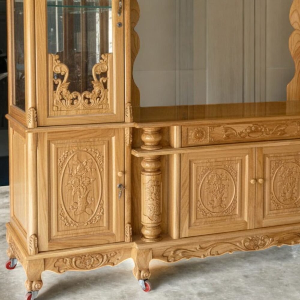 Kệ tivi kết hợp bàn thờ gỗ gõ đỏ MS 3317 - nhìn tổng thể