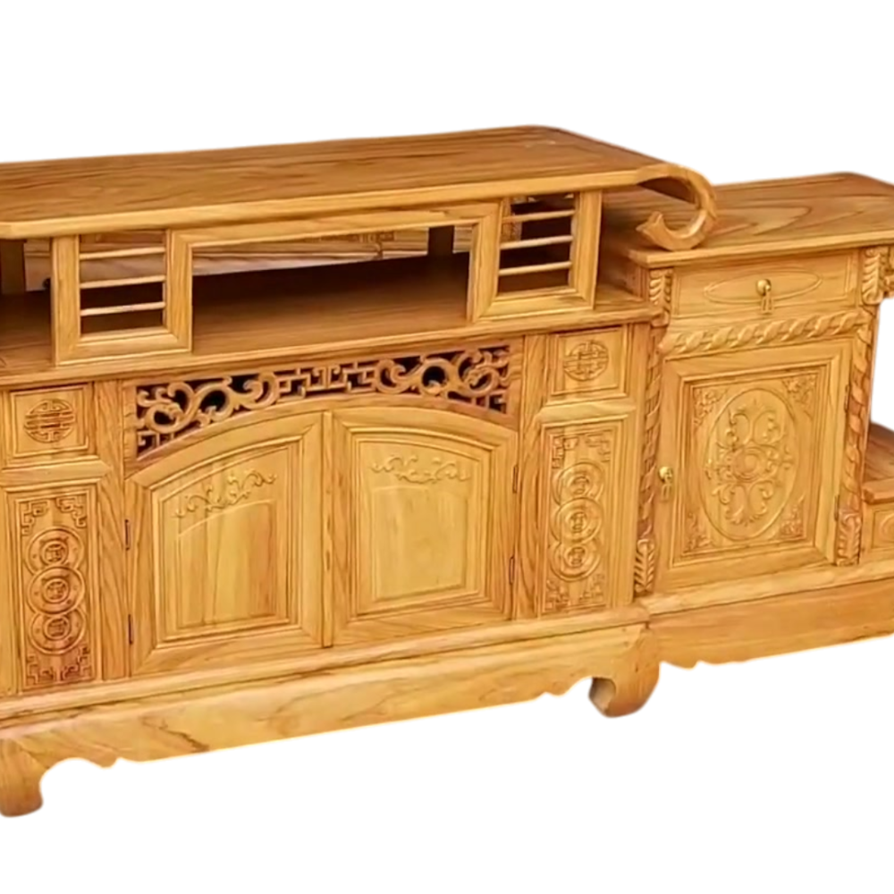 Kệ tivi gỗ gõ đỏ tự nhiên MS 3361 - chi tiết vân gỗ tự nhiên