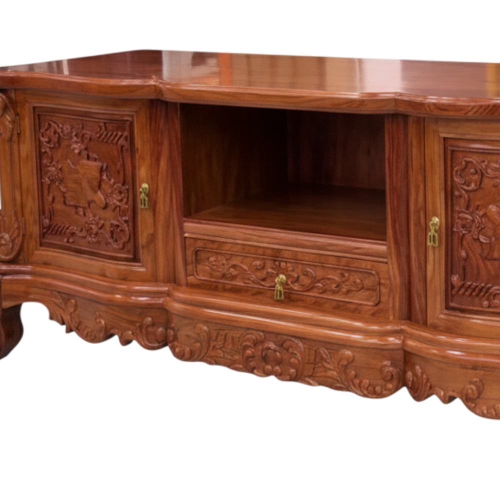 Kệ tivi gỗ hương đá hiện đại MS 3369 - góc nghiêng