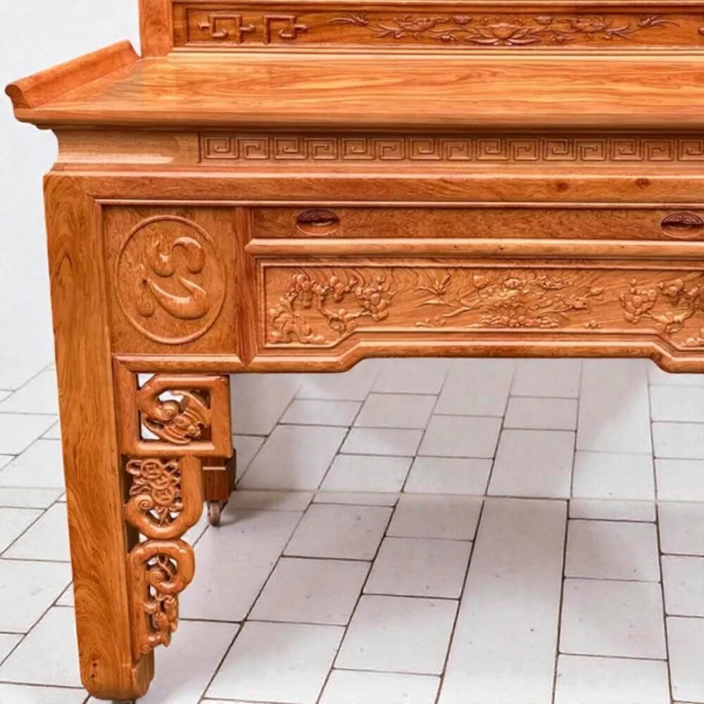 Bàn cúng 2 tầng gỗ hương đá MS 3336 - góc nghiêng