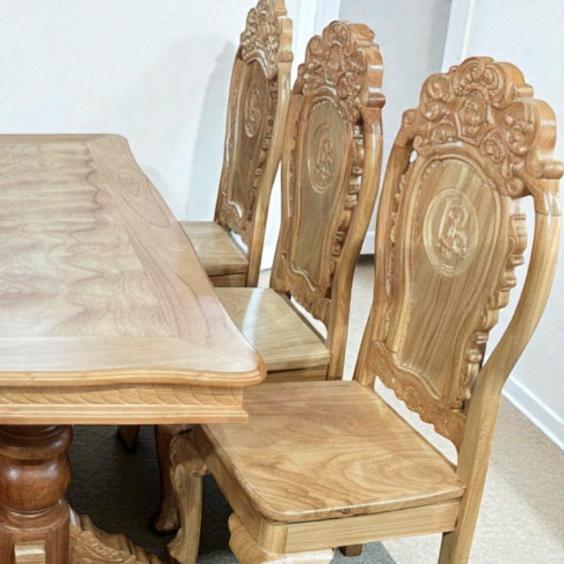 Bộ bàn ăn gỗ gõ đỏ 6 ghế MS 3306 - góc nghiêng