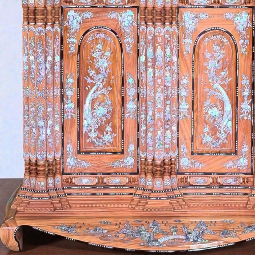 Tủ thờ khảm trai 19 trụ cao cấp chất lượng MS 3378 - góc nghiêng