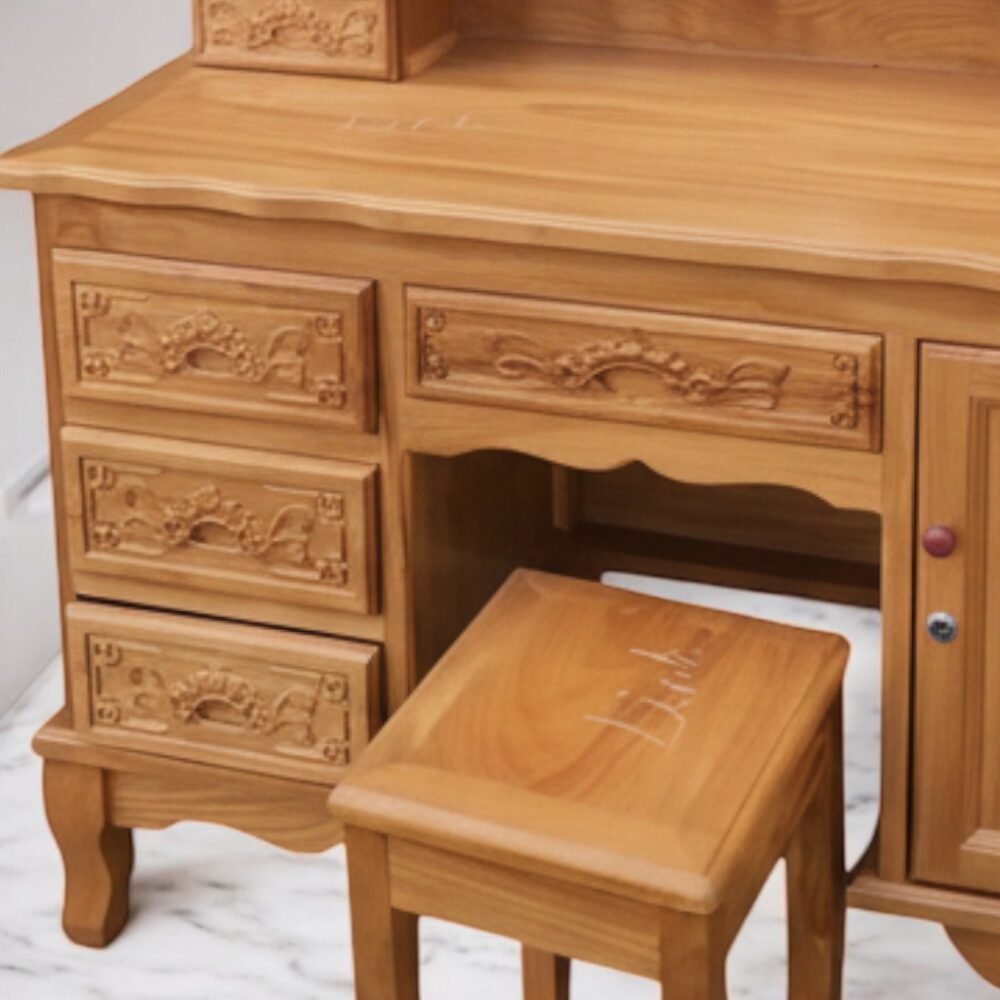 Bàn trang điểm bằng gỗ gõ đỏ MS 3301 - nhìn tổng thể