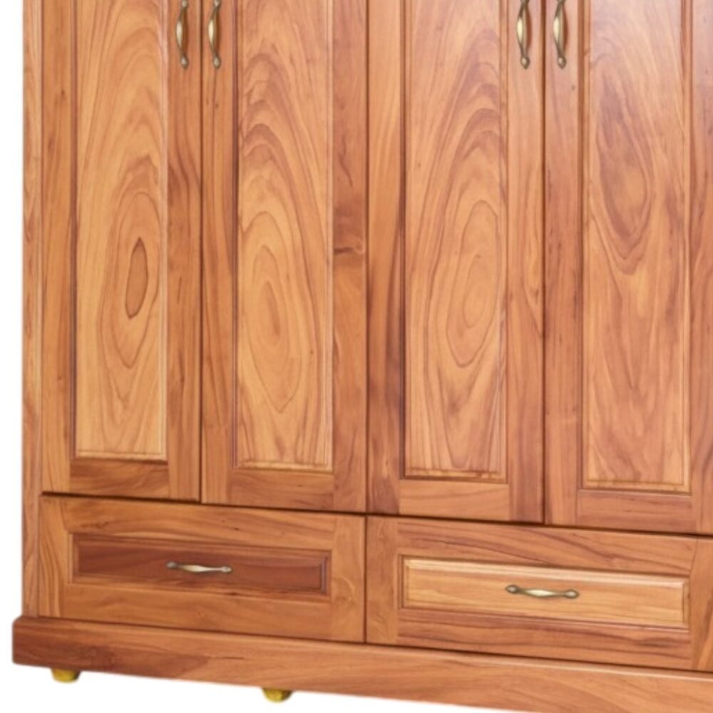 Chi tiết vân gỗ tủ quần áo gỗ gõ đỏ hiện đại Tủ quần áo gỗ gõ đỏ có kệ trang trí MS 3303 - bề mặt hoàn thiện