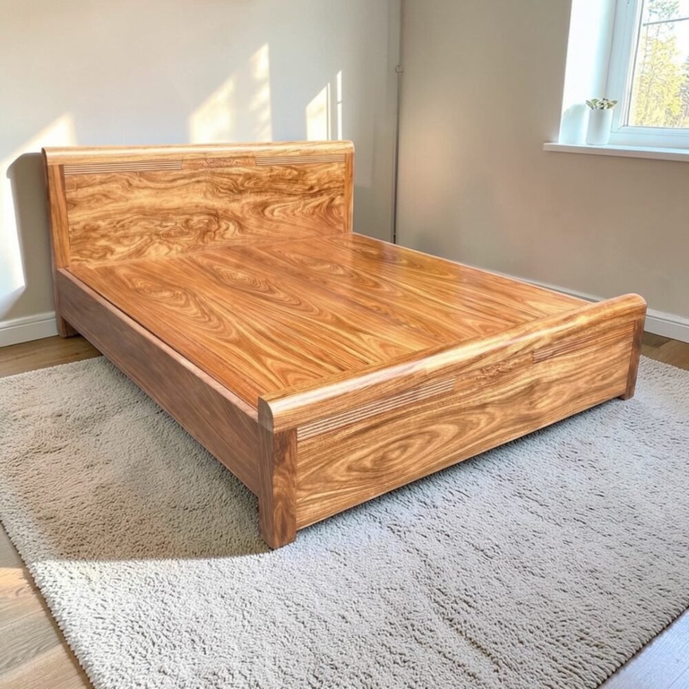 Giường ngủ gỗ tự nhiên vân Hương Xám sang trọng