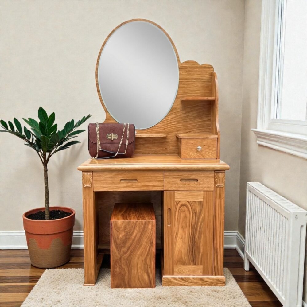 Bàn trang điểm gỗ tự nhiên vân Hương Xám đẹp cao cấp