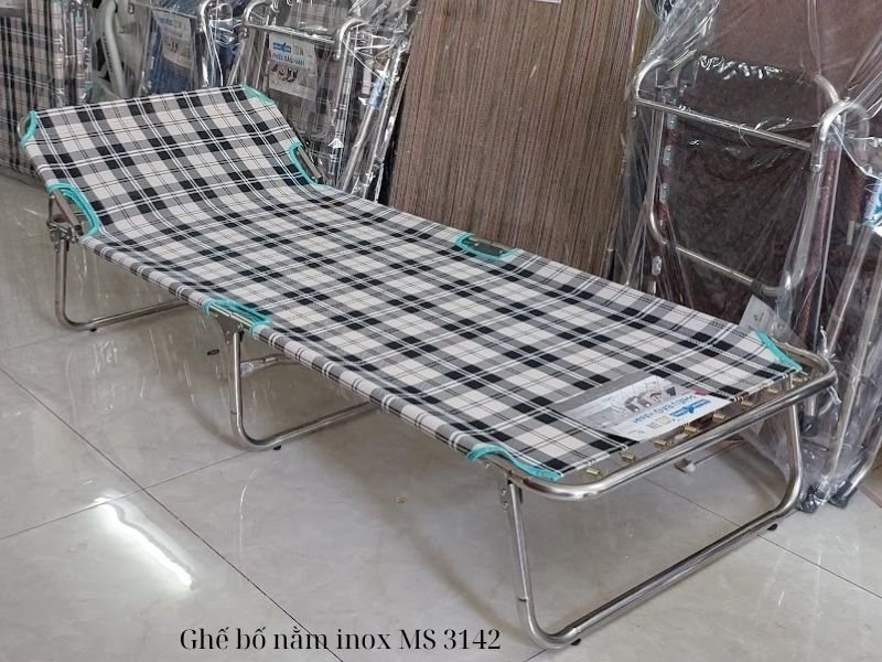 Ghế bố nằm inox sườn inox cao cấp vải lưới mát lưng Ghế bố nằm inox sườn inox cao cấp vải lưới mát lưng