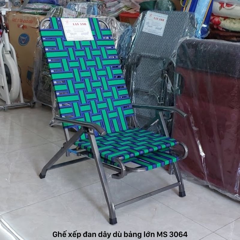 Ghế xếp đan dây dù bảng lớn MS 3064 | Giao hàng hỏa tốc - kỹ thuật đóng mộng chắc chắn