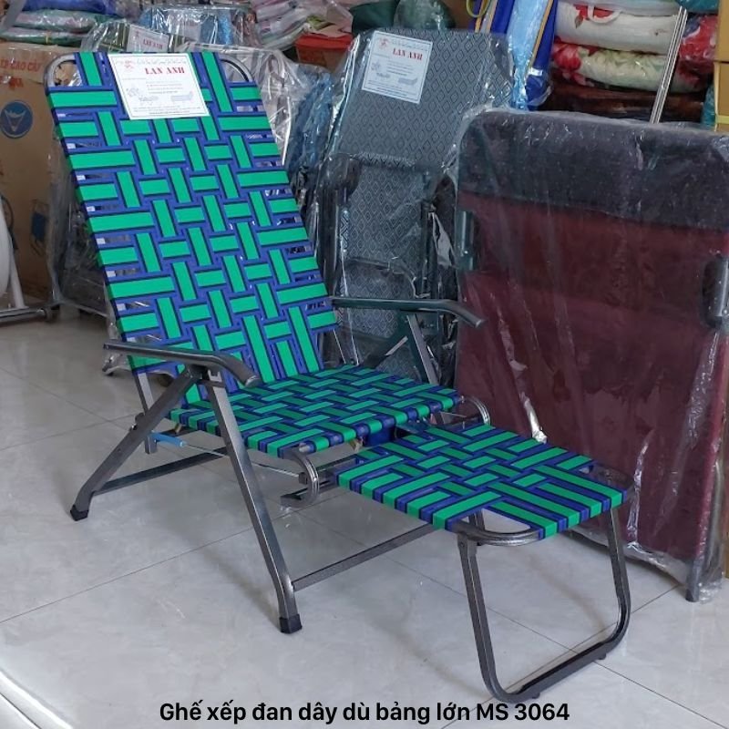 Ghế xếp đan dây dù bảng lớn MS 3064 | Giao hàng hỏa tốc - góc nghiêng
