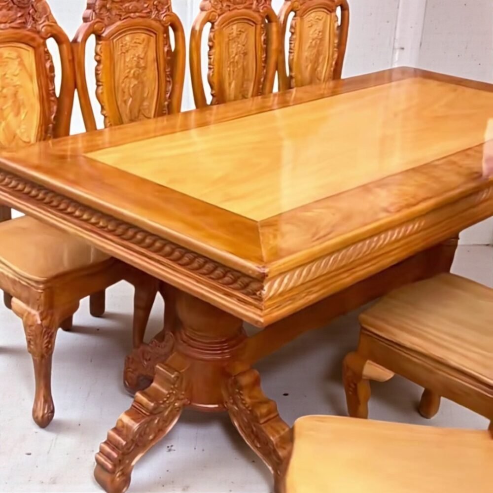 Bộ bàn ăn gỗ căm xe 8 ghế MS 3322 - nhìn tổng thể