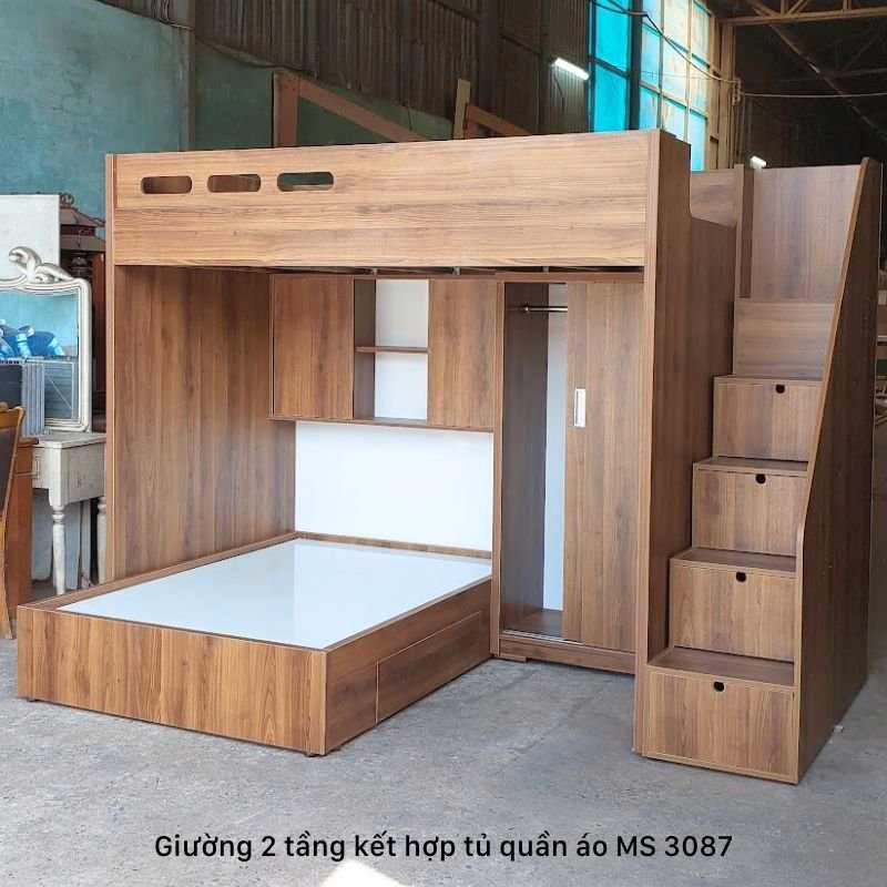 Giường 2 tầng kết hợp tủ quần áo